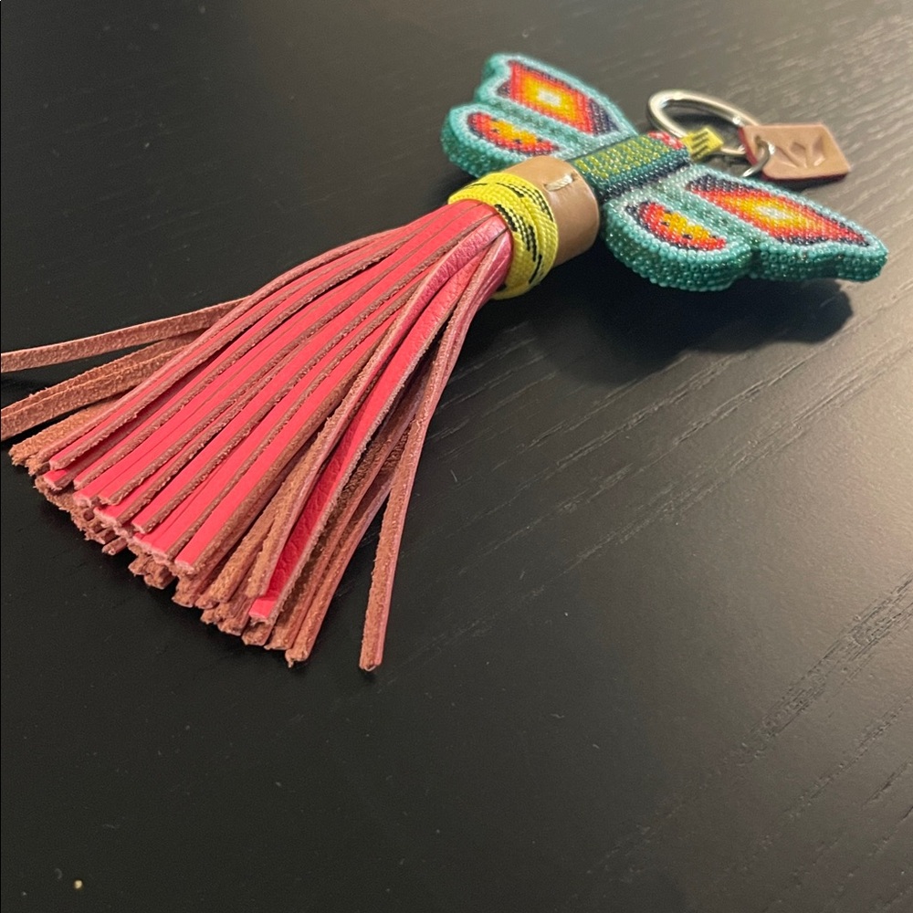Beaded Butterfly Tassel Keychain with Pink Fringe by Consuela! - Picture 5 of 5